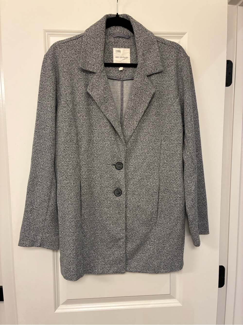 Avec Les Filles Gray Tweed Blazer Jacket